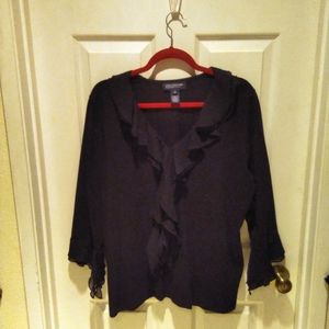 Jones New York Black Blouse with Ruffles, Size 1X